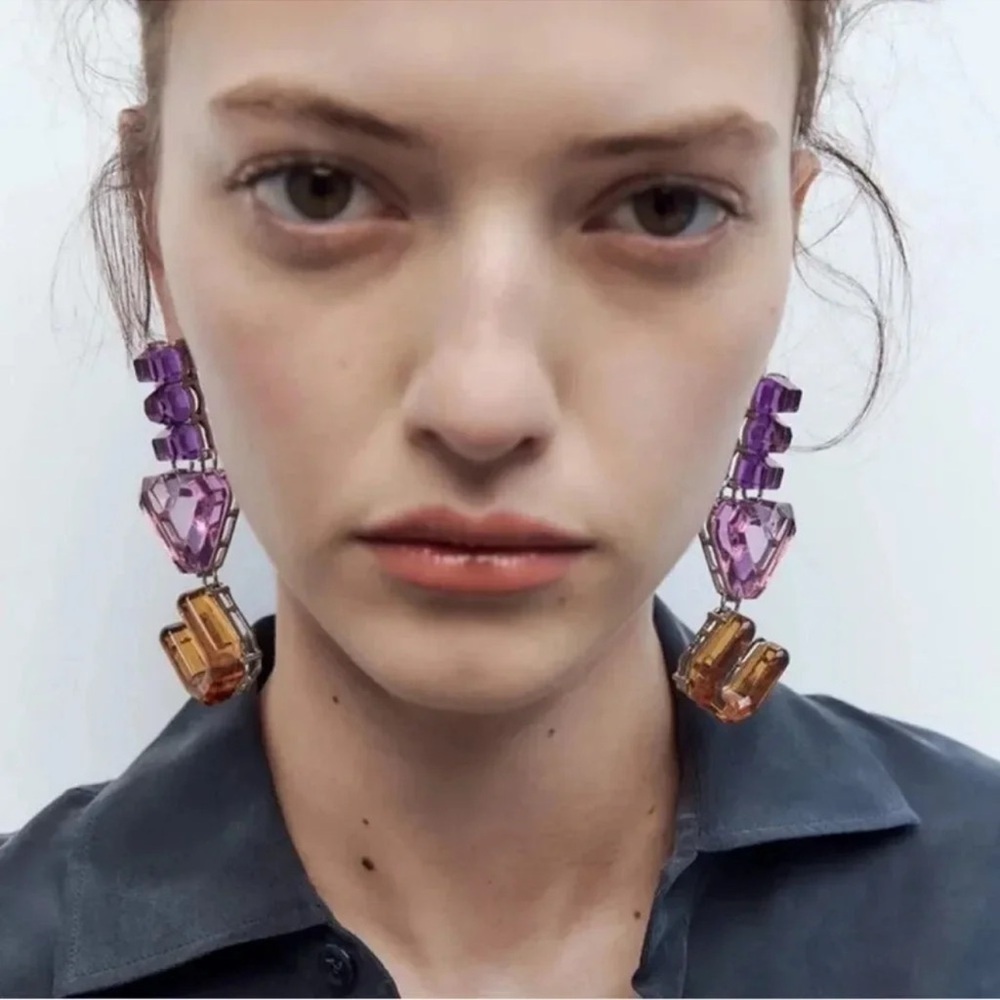 Purple Heart I Love U Drop Earrings